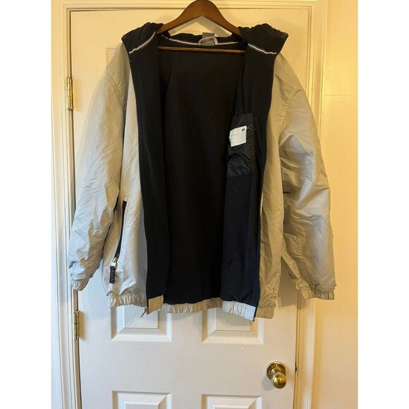 VTG 00s Nike Striped Big Swoosh Softshell Jacket Size Large Fleece Lined SZ XL - Picture 2 of 8